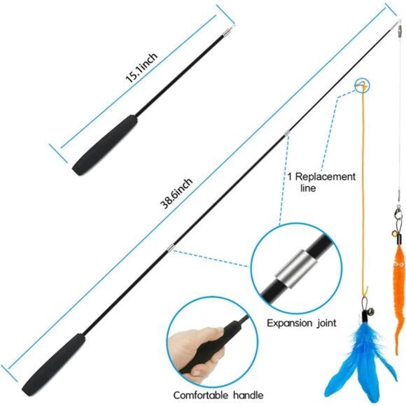 Interactive for Indoor Cats,2PCS Retractable Cat Wand Toys,9PCS Teaser Toys1PCS - Picture 5 of 7